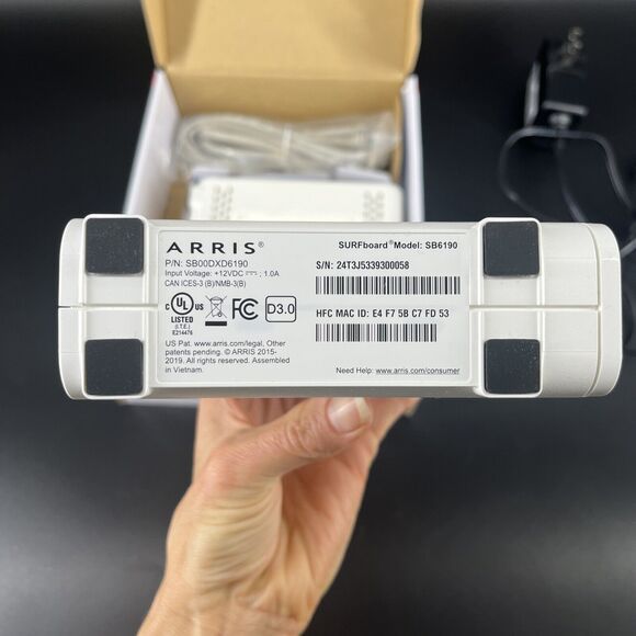 ARRIS SURFboard SB6190 Cable Modem 32 x 8 Gigabit DOCSIS 3.0 White with box - Picture 6 of 16